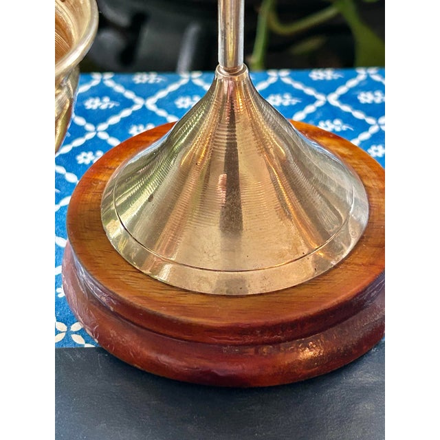 Brass Vintage Petite Brass Balance Scale on Mahogany Base For Sale - Image 8 of 9