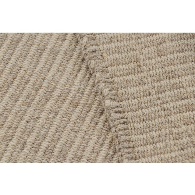 Textile Rug & Kilim’s Contemporary Square Kilim With Textural Beige-Brown Stripes For Sale - Image 7 of 7