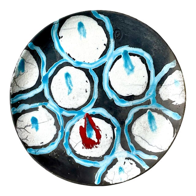 Vintage Hand Painted Signed Studio Pottery Charger For Sale