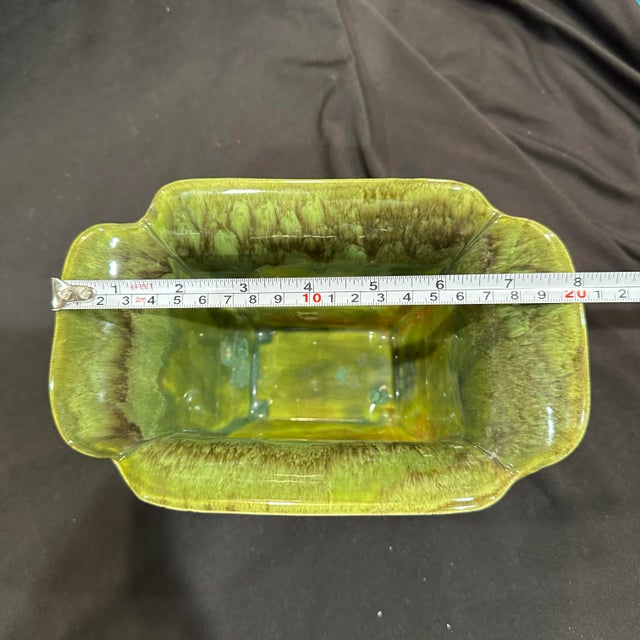 Ceramic Vintage Drip Glaze Planter Rectangle Wide Rim 8x5" For Sale - Image 7 of 10