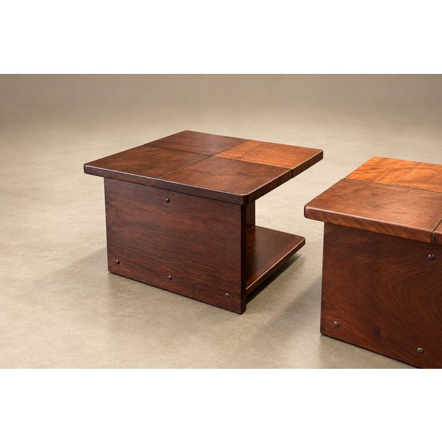 Brown Pair of Brazilian Modern Imbuia Side Tables with Open Lower Storage and Display Shelves, Casa Finland, Brazil, 1960s — Lot 1130 For Sale - Image 8 of 18