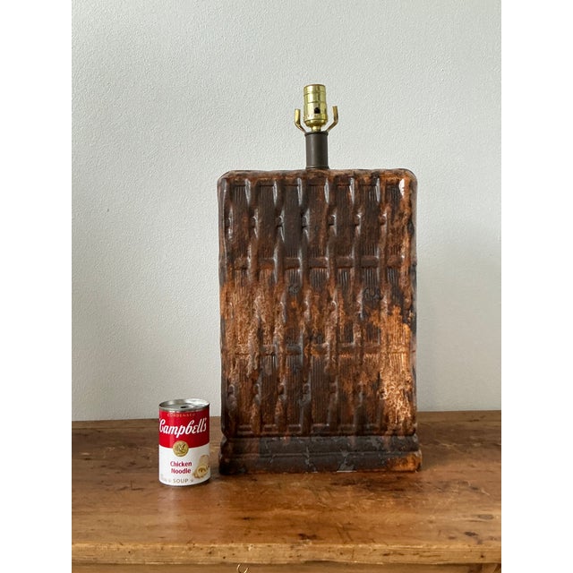 Vintage Boho Monumental Ceramic Weave Lamp For Sale - Image 4 of 12