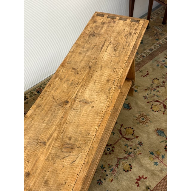 Pine Wood Console Table With Display Shelf, Vintage For Sale - Image 9 of 12