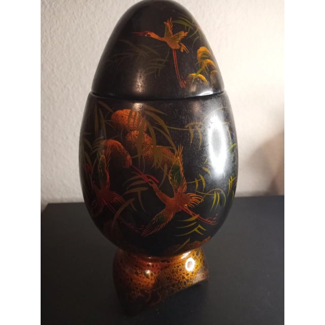 1970s Asian Hand Painted Easter Egg on Pedestal For Sale In Dallas - Image 6 of 8