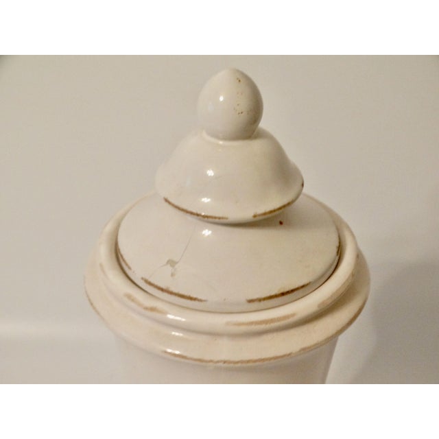 French Ceramic Glazed Lidded Urn, 16 Inch Height For Sale - Image 9 of 10