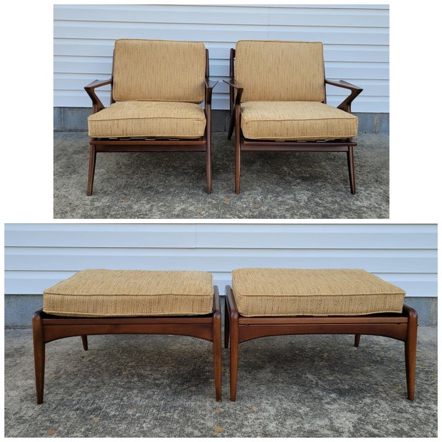 1960s Danish Poul Jensen Selig Z Chair and OttomanSet of 4 Chairish
