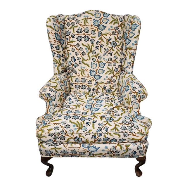 1960s Vintage Ethan Allen Crewel Stitch Upholstry Wingback ...