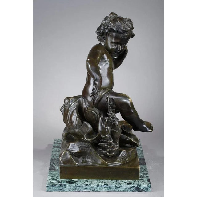 Bronze Sculpture, Child Pinched by a Crayfish in the style of Jean-Baptiste Pigalle For Sale - Image 5 of 18