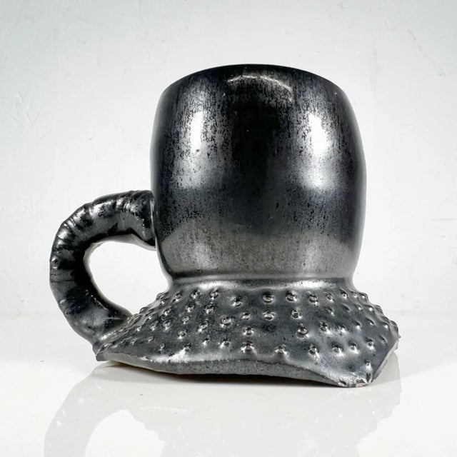 Black 1983 Vintage Pottery Art Black Single Coffee Cup Mug Signed Melching For Sale - Image 8 of 8