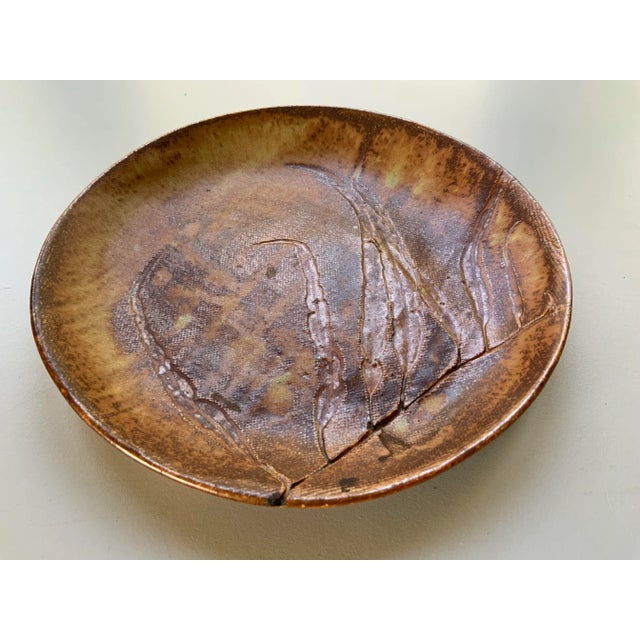 Studio Pottery Plate With Eucalpytus Leaf Embossing For Sale - Image 10 of 12