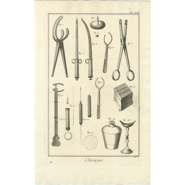 Hollywood Regency Antonio Baratti, Forceps and Bladed Instruments, Diderot Surgery Plate Xxiii, 1772, Engraving For Sale - Image 3 of 8