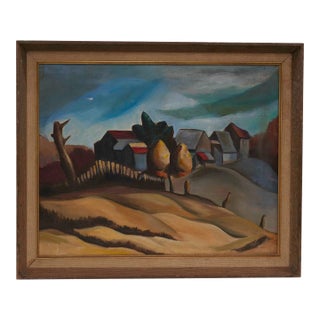 American Regionalist Landscape Painting by Very Talented Mystery Artist For Sale