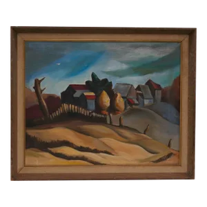 American Regionalist Landscape Painting by Very Talented Mystery Artist