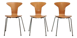 1950s Mosquito Munkegård Dining Chairs by Arne Jacobsen, Denmark - Set of 3