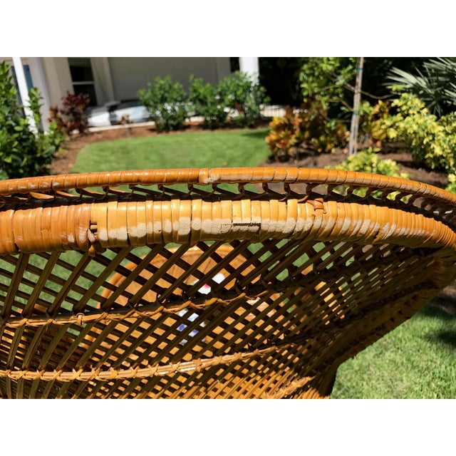 Vintage Bohemian Wicker Rattan Peacock Chaise Lounge Chairish