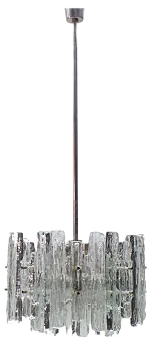 Mid-Century Austrian Ice Glass Chandelier from Kalmar, 1970s