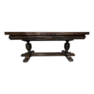 Large Elizabethan Oak Refectory Dining Table, 1900s For Sale