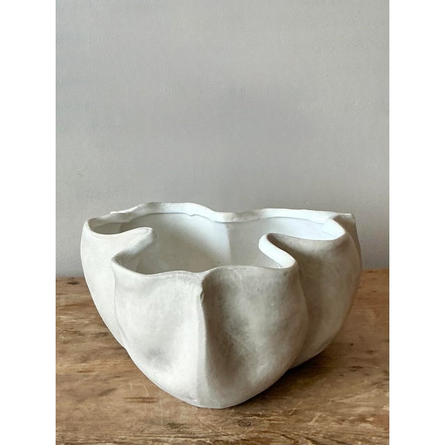 Late 20th Century Vintage Boho Glazed Ceramic Handkerchief Bowl For Sale - Image 5 of 6