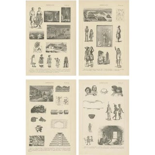 Johann Heck and Daniel Brinton, Illustrations of Various Scenes, Figures and Objects of Mexico, 1886, Prints, Set of 4 For Sale