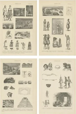 Johann Heck and Daniel Brinton, Illustrations of Various Scenes, Figures and Objects of Mexico, 1886, Prints, Set of 4