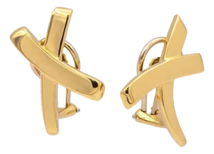 Vintage Tiffany & Co. Paloma Picasso 18k Gold Graffiti X Clip-on Earrings Large, A Pair