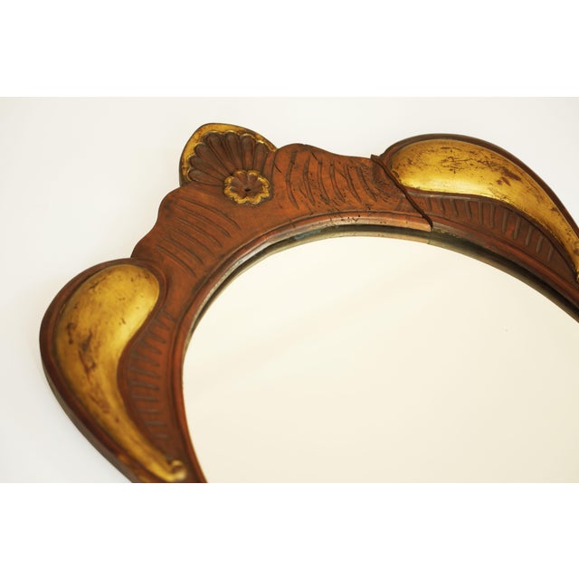 Mid-Century Giltwood Carved Wooden Frame and Oval Mirror, Europe, 1900 For Sale - Image 4 of 8