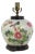 Famille Rose Antique Porcelain Vase Lamp With Bird and Peony Motif on Wood Base For Sale