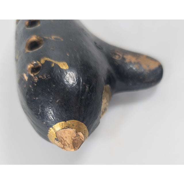 Black 20th Century Italian American Terra Cotta Pottery Ocarina Musical Instrument For Sale - Image 8 of 11