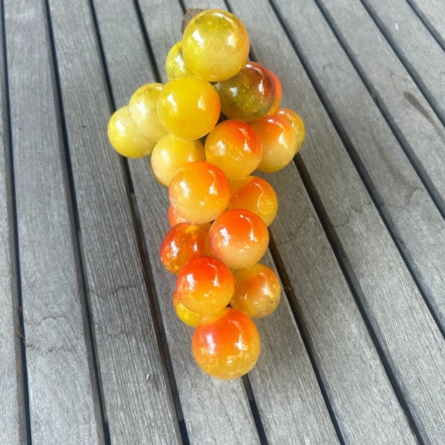 Stone Vintage Italian Large Autumn Colored Hand Painted Alabaster Grape Cluster For Sale - Image 7 of 8