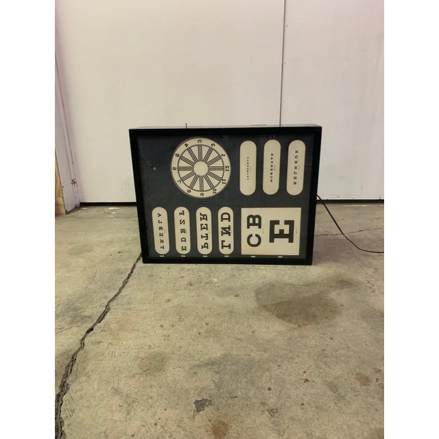 Metal Vintage Eye Testing Chart, Circa 1950 Back Lit. For Sale - Image 7 of 7