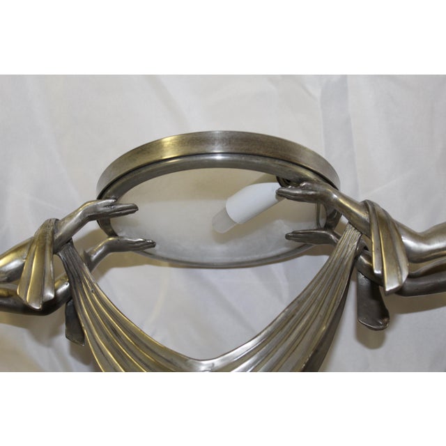 Art Deco Lady Lamp Silvered Bronze Alabaster Shade For Sale - Image 18 of 18