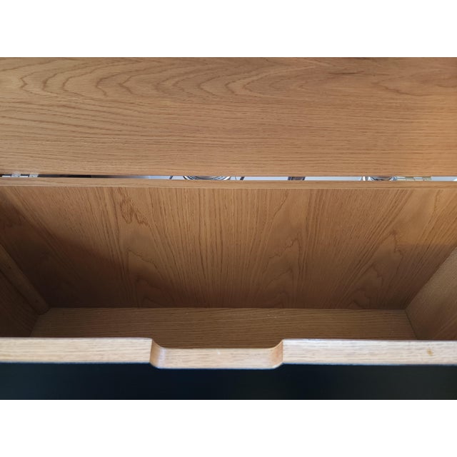 Mid Century Modern Lane® Black Veneer White Oak Storage Headboard & Bed