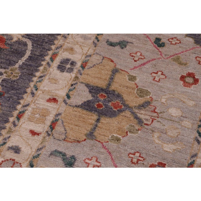 1990s Bohemian Oushak Bird Gray/Beige Wool Rug - 11'11'' X 14'7'' For Sale - Image 5 of 8