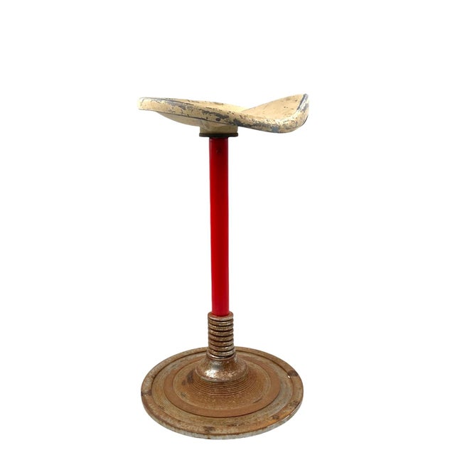 Red Mid-Century French Red Stool, 1950s For Sale - Image 8 of 11