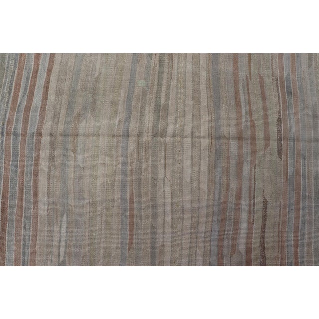 Minimalist Striped Design Vintage Turkish Kilim With Neutral Tones For Sale - Image 4 of 10
