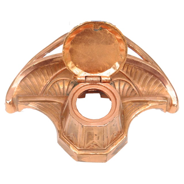Beautiful Art Nouveau / Art Deco copper-hued Paris souvenir ink well and desk caddy. A wonderful decorative piece for any...
