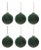 Flocked Green + Gold Ball Ornaments, Set of 6, 3.25" For Sale