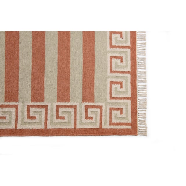 Transitional Part & Parcel Goods Wool Stripe Rug, 2’6” x 10', Celadon, Topaz and Eggshell For Sale - Image 3 of 5