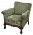 Danish Armchair in Green Velour and Carved Oak, 1950s For Sale