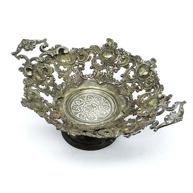 Biedermeier Bowl on Stand, Former Austro-Hungarian Empire, 1900s For Sale - Image 5 of 9