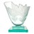 Art Deco Circa 1990 Robert Guenther Signed Aqua Etched and Frosted Art Glass Leaf Vase For Sale - Image 3 of 12