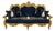 French Baroque Style Navy Blue Velvet Settee – Ornate Gold Leaf Frame With Accent Pillows For Sale