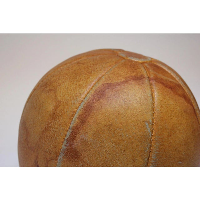 Animal Skin Vintage German Patinated Leather Medicine Ball For Sale - Image 7 of 13