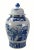This gorgeous large blue and white porcelain jar is adorned with beautifully hand painted peonies, red plum and lovely...