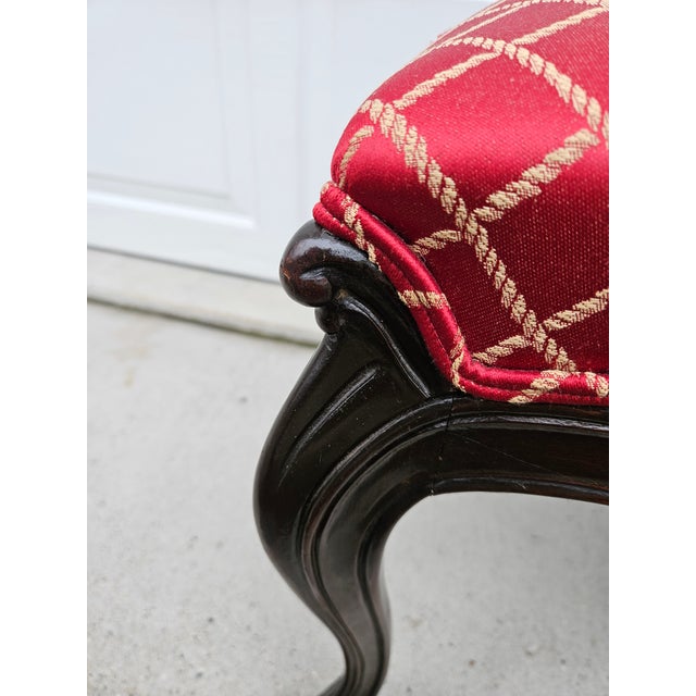 Red and Gold Upholstered Bench For Sale - Image 13 of 14