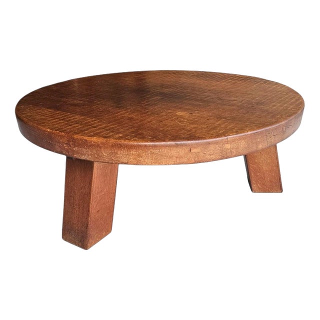 Vintage Brutalist Oak Coffee Table, 1960s For Sale