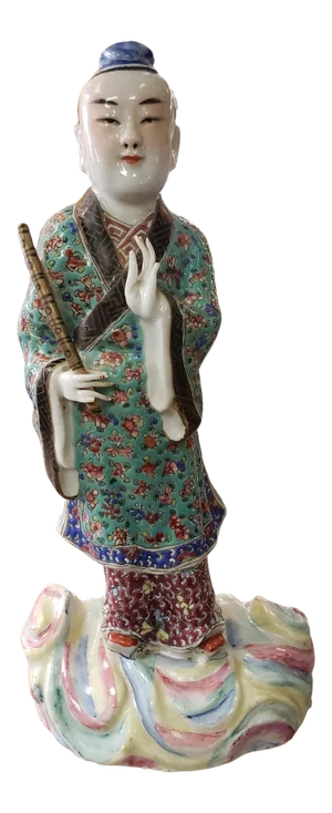 Circa 1920 Chinese Minguo Period Famille Rose Porcelain Scholar Figurine