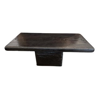 Andrianna Shamaris Impressive Minimalist Carved Teak Wood Coffee Table For Sale