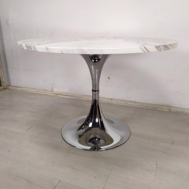 1970s Vintage Carrara Marble Tulip Table, 1970s For Sale - Image 5 of 18