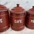 Early 20th Century Set of Five French Reddish Brown Enamel Kitchen Canisters With Original Lids For Sale - Image 5 of 18